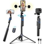 180 cm Face Tracking Tripod for iPhone/Android,360 Rotation Mobile Phone Tripod with Light and Remote,Phone Selfie Stick for Smartphone,iPhone Tripod Stand for Filming Video,Vlog Recording