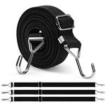 Newthinking 1M Adjustable Bungee Cords with Hooks, 4 Pack Black Heavy Duty Flat Bungee Cords Elastic Straps for Bicycles Camping Rent Luggage Fixing