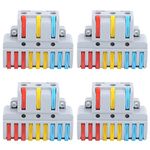 WOODTULA Wire Nut Connectors Conductor - Push in Terminal Wire Connector - Compact Quick Wiring - Electrical Connector (4pcs, 3 to 9 inline, Multi)