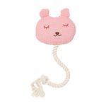 FURRY CASTLE Knitted Bunny Ratle Dog Toy Polyester and Cotton with Thick Cord and Squeakers - Pink