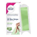 Veet Full Body Waxing Strips Kit for Dry to Normal Skin | 20 Pre-Coated Wax Strips & 4 Perfect Finishing Wipes | Up to 28 Days of Salon Like Smoothness | Arms, Underarms, Legs & Bikini Area