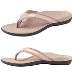 Everhealth Women's Orthotic Flip Flops Arch Support Sandals, Supportive Walking Toe-Post Sandals, Comfort Arch Flip-Flop Sandal for Plantar Fasciitis Flat Feet Heel Pain Relief,Khaki UK6