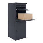 DWD® Premium Complete Steel Delivery Parcel & Letter Drop off Outdoor Large Secure Mail Package Parcel Lockable PostBox Waterproof Anti Theft Design,Fixings, Heavier 20kg 41cm X 40cm X 102cm, Grey