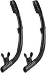 AQUA A DIVE SPORTS Dry Snorkel Easy Breath Diving Snorkel for Snorkeling Scuba Diving Swimming with Top Dry Valve and Food Grade Silicone Mouthpiece for Adult Youth (Black+Black （ 2 Pack ）)