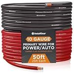 InstallGear 10 Gauge AWG CCA Power Ground Wire Cable (50ft Black & Red) Welding Wire, Battery Cable, Automotive RV Wiring, Car Audio Speaker Stereo