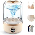Ghegicu Portable Washing Machine, 1.5L Underwear Washer Rechargeable Cordless Makeup Sponges Cleaner Deep Clean Socks, Underwear, Baby Clothes, Washing Machine for Apartment, Dorm, Camping (Beige)