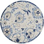 NOURISON Aloha Floral Tropical Indoor/Outdoor Blue/Grey 4' x Round Area Rug, (4' Round)