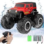 STEMTRON Amphibious Remote Control Car Toys for Boys 2.4 GHz 1:16 All Terrain Off-Road RC Car Waterproof RC Monster Truck Kids Pool Toys Remote Control Boat Gifts for Kids(red)