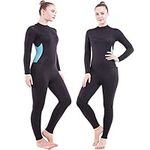 Flexel Full Wetsuit Womens Surf Wet Suit with 3mm Premium Neoprene Scuba Diving Suits for Swimming, Surfing, Snorkeling, Kayaking, Paddle Boarding Jumpsuits (3mm Light Blue, Large)