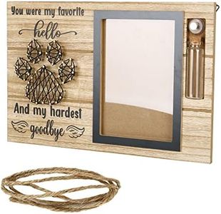 Pet Memorial Picture Frame, Wooden Dog Remembrance Frame with Hair Collection Bottle, Always Remember Pet Picture Holder for Puppy