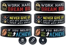 Inkstone (6-pack) Motivational Football Wristbands with Sports Quotes - Football Gifts Jewelry Accessories for Football Players Team Awards Party Favors - Unisex for Men Women Youth Teen Girls Boys