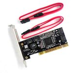 Padarsey 4 Ports PCI SATA Raid Controller Internal Expansion Card with 2 Sata Cables, PCI to SATA Adapter Converter for Desktop PC Support HDD SSD