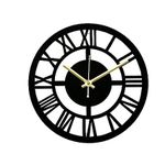 Clockiva Wooden Brown Designer Wall Clock II Roman Wall Clock for Living Room Bedroom (12 INCH) (Black)