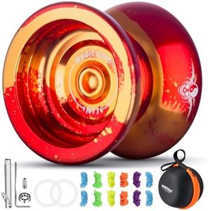 MAGICYOYO Professional Yoyo N11 Plus Responsive Yoyo for Kids, Dual Purpose Metal Yo Yo with Unresponsive Yoyo Bearing for Advanced Player + Yo-yo Bearing Kit + 6 Yoyo Strings + Yo Yo Bag (Red Golden)