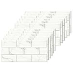 White Brick Tile Stickers for Bathroom Kitchen Waterproof Vinyl Stick on Tiles Backsplash Self Adhesives Wall Tile Transfers Peel and Stick Tile Decals for Living Room - 30x15cm (12 Sheets)