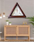 PREMIER MART Triangle Wooden Clock 12 inches Wooden Triangle Wall Clock Designer Number Wall Mounted Clock for Office Hallway Dining & Living Room Home & Decor Gift Item