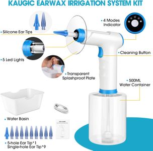 KAUGIC Electric Ear Wax Removal Kit – Water Powered Cleaner, 4 Modes, 10 Tips