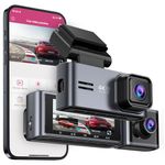 OMBAR Dash Cam 5G WiFi GPS, Dash Cam Front and Inside 4K/2K/1080P+1080P, 64GB Card Included, Dash Camera for Cars with 3.18" LCD Screen, Car Camera with IR Super Night Vision, WDR, G-Sensor, App