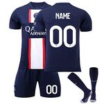 Custom PSG Soccer for Jersey Kids Jersey Set Custom Number Name Football Jersey Kids/Adult Soccer Fan Gift Sportswear (Blue)