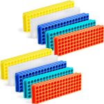 Saysurey 10 Pcs Tube Rack Microcentrifuge Tube Rack Pcr Rack Each 80 Wells Vial Rack Test Tube Rack Double Sided Polypropylene Holder for 0.2ml-2ml Centrifugal Pipe, Assorted Colors