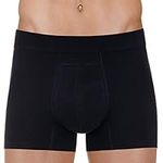 PROTECHDRY Washable Cotton Underwear Boxer Brief with Front Absorbent Area for Urinary Incontinence, Black Large