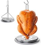 Perforated Turkey Fryer Hook with Base Rack, Stainless Steel Chicken Poultry Vertical Roasting Spit with Handle Lifter for Outdoor Turkey Deep Fryer Pot Propane Stove, Turkey Fryer Accessory Kit