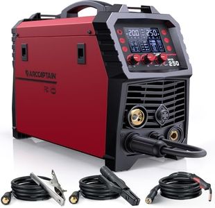 ARCCAPTAIN 250A MIG Welder, 110V 220V Gas MIG/Gasless Flux Core MIG/Stick/Lift TIG/Spool Gun/Spot 6 in 1 Welding Machine Aluminum Welding Machine Professional Welder Machine with Large LED Display