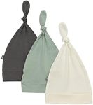 KYTE BABY Rayon Made from Bamboo Baby Beanie Soft Knotted Caps, 3 Pack (3-6 Months, Charcoal/Sage/Cloud)