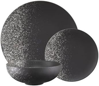 Maxwell & Williams Caviar Galaxy Coupe Dinner Set Gift Boxed, Charcoal (12 Pieces)