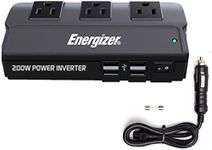 Energizer 200 Watt Power Inverter Modified Sine Wave Car Inverter 12V to 110V DC to AC Converter with Car Cigarette Lighter Plug, Four 2.1A USB Ports & Three Standard North American AC Outlets