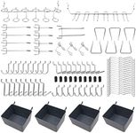 NUZAMAS Fits Peg-Board Hooks Set with 4 Bins Total 80pc Great for Organising & Tool Storage Accessories Garage & Kitchen Hooks, Small Business Grocery Store Display