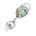 Badge Reel Retractable Badge Holder with Retractable Keychain for Keys Cute Name Nurse Decorative Badge Reels with Belt Clip on ID Card Holders (Pretty Flowers)