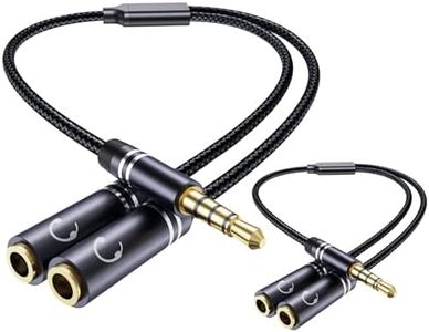 Jeselry 2 Pack 3.5mm Headphone Splitter, Hi-Fi Sounds Extension Cable Audio Stereo Y Splitter, 3.5 mm Headset Splitter with Mic and Audio, Aux Jack Splitter Compatible with PS4, Switch, Phone & More