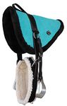 CHALLENGER Horse Western Suede Leather Saddle Bareback Pad Treeless Stirrups Turquoise39140