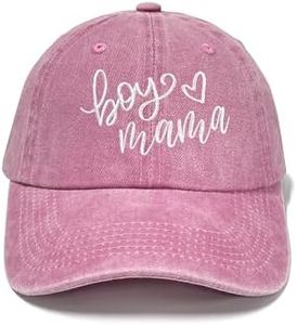 Horpe Boy Mama Gift, Hat for Mother Mom, Mommy Embroidery Heart Baseball Cap, Adjustable Washed Pink Cotton Dad Hat for Women
