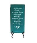 Lifeforce Glass The Serenity Prayer Inspirational Glass Plaque. Encouraging and Centering Words to Empower. Includes a Folding Easel Dark Teal.