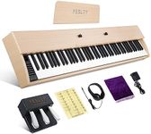 Fesley 88 Key Digital Piano Keyboard, Full-Size Electric Keyboard Piano for Beginners, Multi-Functional 88 Key Keyboard with Sustain Pedal, Power Adapter, Headphone/Audio Output Feature, Maple