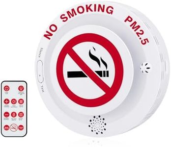 2in1 Cigarette Detector with Remote Control, No-Smoking and PM2.5 Alarm with Voice Reminder, Tobacco Control Guard Environmental Monitor for Office Public Spaces Smart Air Quality Surveillance System