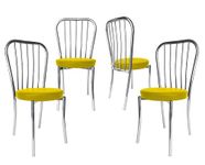 Binani Decent Chrome Finish Visitor/Study/Leatherette Fabric Metal Dining Chair (Yellow)