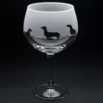 GLYPTIC GLASS ART 'Dachshund' Dog Frieze Hand Etched/Engraved Gin Cocktail Glass