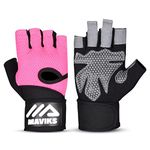 Gym Gloves Weight Lifting Fitness Workout Glove with Wrist Wrap Straps for Men Women Exercise Gloves for Crossfit Training, Pull Ups, Weightlifting, Calisthenics, Powerlifting, Cycling (S, Pink)