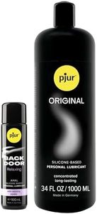 Pjur Original Silicone Based Personal Lubricant 34 fl oz & Pjur Back Door Silicone Based Anal Lubricant 3.4 fl oz - Couples Sex Toys Bundle