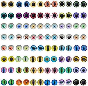 JJGQAZ 120pcs(60pairs) 6mm Mixed Style Round Glass Dragon Eye Owl Cat Eyes Gem Cover Dome Cabochons for DIY Jewelry Making Doll Eyes Making