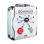 Tradeopia Mexican Train Dominoes Set in Aluminium Carry Case with Colorful Trains, Mexican Dominoes Set, Mexican Train Dominoes for Game Nights, for Adults and Kids Ages 8 and up