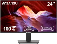 SANSUI Monitor 24 inch 100HZ FHD Computer Monitor, PC Monitor with HDMI, VGA, VESA, Tiltable, Frameless, Eye Care for Home Office(ES-24F2 HDMI Cable Included)