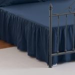 Vlocemon Queen Size 18-inch Drop Navy Blue Dust Ruffle, Lightweight 100% Cotton, Crochet Edge, French Romantic Style Ruffled Bed Skirt with Split Corners, 1 Bed Skirt (Navy Blue)