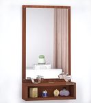 Redwud Bunny Engineered Wood Matte Finish Dressing Rectangular Wall Mirror With Shelf|Full Length Unframed Mirror For Bedroom,Bathroom,Living Room(Walnut)D.I.Y