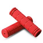 2Pcs Bike Handle Grips for Kids Girls Boys, Non-Slip Rubber Mushroom Bicycle Grips for Foldable Mountain Bike Beach Cruiser Razor Scooters Road Bike Tricycle BMX MTB Cycling Replacement Parts(Red)