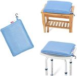 GreenChief Cushion for Shower Waterproof, Seat Foam Cushion with Hook, Bath Seat Cushion Mat, Bathtub Chair Pad, Shower Cushion for Elderly, Senior, Disabled (Blue)