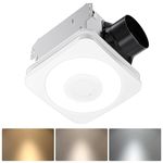 OREiN Bathroom Exhaust Fan with Light, 40W Bathroom Fan with Humidity Sensor, 160 CFM 1.0 Sones Bathroom Vent Fan with Light For Home, 1500Lm LED Light 3000K/4000K/5000K Selectable & Nightlight, White